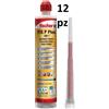 Fischer 12 Pz.FIS P PLUS 300 T Tassello Ancorante Chimico Resina Poliestere per Fissaggio Tende da Sole, Antenna tv, Scale in Cemento, Mattone Forato 300ml