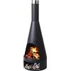 Mendler Stufa camino focolare riscaldamento da esterno HWC-K90 acciaio 124x43cm nero