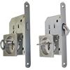 BricoShopping® set MANIGLIE per PORTA interna in legno A SCOMPARSA SCORREVOLE KIT con SERRATURA ad INCASSO GANCIO chiave e nottolino QUADRATA bocchetta acciaio (Quadrato C/Chiave, Cromo Satinato)