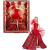 Barbie Signature Doll, 2024 Holiday Blonde Fashion Doll con abito e gonna a quadri, regalo stagionale da collezione in confezione da esposizione, HRM65