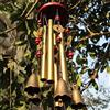 MYMM Chianrliu - Campanello a Vento, VI augura la prosperità: Incredibile Tradizionale Cinese, 4 Tubi in Bronzo, 5 Campane e Base in Legno, per Patio Esterno, Giardino e Decorazione Interna