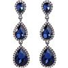 Clearine Orecchini Donna magnifico Piccolo - Grande Triple a goccia Cristallo pendenti Blu scuro Nero-fondo