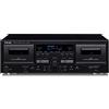 Teac W-1200(B) Dual Cassette Deck (lettore di cassette, registrazione/riproduzione, ingresso microfono per karaoke e annunci, uscita USB per la registrazione digitale su PC/Mac), nero