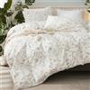 Wotcsil Set Copripiumino Floreale Parure Copripiumino Matrimoniale 220 x 240 cm Verde Bianco Motivo Giardino Fiore Foglie Botanico con 2 Federa 50x75 cm Completo Sacco Parure Letto