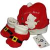 Set 2pz cappello cappellino scarpine Natale ciniglia bimbo bimba neonato Will B TU