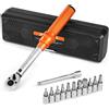 VEVOR Set Chiavi Dinamometriche Clic, 20-200 lbf-in e 2,3-22,6 N.m Chiave Dinamometrica a Scatto, Bidirezionali e Bilance a Doppia Portata, 72 Denti, Bussole per Punte, Barra di Estensione, Arancione