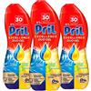 Pril Excellence Duo Gel Lavastoviglie Detergente Brillantante Limone Extra-Potere Sciogli Grasso Pulizia Profonda Contro Sporco Bruciato 0% Residui Basse Temperature Cicli Brevi - 3 Flaconi da 600ml