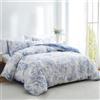 Wotcsil Set Copripiumino Floreale Parure Copripiumino Matrimoniale 220 x 240 cm Blu Bianco Motivo Giardino Fiore Foglie Botanico con 2 Federa 50x75 cm Completo Sacco Parure Letto
