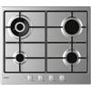 Candy CHW6BR4WX Piano Cottura Gas 4 Fornelli 60cm Acciaio Inox da Incasso