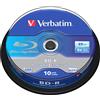 Verbatim 10 BD-R SL 25GB 6X BD-R Blu Ray White-Blu in Cake - 43742