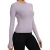 zffriction Top Sportivo da Donna Senza Cuciture a Manica Lunga Yoga Workout Running T-Shirt Casual Traspirante con Fori per Il Pollice (IT, Testo, M, Regular, Regular, Viola)