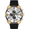 Diesel Orologio Analogico al Quarzo Uomo con Cinturino in Pelle DZ4671, Tono Oro e Argento