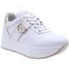 Nero Giardini E512910D Skipper Bianco Miele Sneakers Moda per Donna in Pelle con Zeppa Alta (Taglia 40)