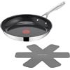 Tefal Jamie Oliver by H8802S34 padella da 28 cm in acciaio inox, rivestimento antiaderente in ceramica + protezione padella, 28 cm