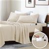 Swift Home Smart Sheets - Set di lenzuola ultra morbide in microfibra spazzolata, 3 pezzi, lenzuolo con angoli con tasche laterali, color crema, per letto matrimoniale XL