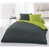 Home Linge Passion Home Passione 61201 Parure Copripiumino Matrimoniale 3 pezzi Microfibra Grigio Scuro/Anice 240 x 220