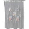Bath Bliss - Fodera per doccia in PEVA con 5 tasche in rete, per riporre oggetti, tablet, iPad, 177,8 x 182,9 cm, colore: Trasparente