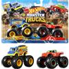 Hot Wheels Monster Trucks Demolition Doubles , confezione da 2 con diversi modelli, incl. statistiche dettagliate sulla resistenza, ruote enormi e dettagli malvagi, il design può variare, FYJ64