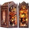 CSYY DIY Book Nook Kit, Casa Delle Bambole Fai da te Booknook Kit Casa in Miniature con Luce Led Legno Book Scaffale Inserto Decorazione Regalo Creativo per Adolescent (Biblioteca)