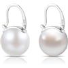 HUGE TOMATO Orecchini a bottone con perle bianche Akoya, eleganti orecchini con grandi perle da 14 mm Chiusura a perno in argento S925 per la moda femminile