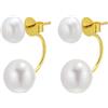 HUGE TOMATO AAA Genuino Perla Orecchino Giacche Doppio Perla Orecchini a goccia con Argento e 18K placcato Oro Clasces Orecchini Speciali per Regalo, Argento sterling