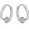 SLUYNZ 925 Orecchini a Cerchio CZ Lucido in Argento Sterlina per Donne Ragazze Adolescenti 1.6CM Orecchini a Cerchio Unici Orecchini Ovali a Cerchio Huggie (A-Silver)