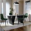 DEGHI Tavolo da pranzo 180x90 cm top in ceramica antracite effetto plumbo e gambe in acciaio nero - Madar
