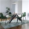 DEGHI Tavolo da pranzo 180x90 cm top in ceramica grigio effetto cloud e gambe in acciaio nero - Nadul
