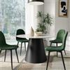 DEGHI Tavolo rotondo 120 cm con top in ceramica effetto marmo reflex e base in acciaio nero - Bemi
