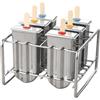 Gitekain Stampi per ghiaccioli in acciaio inossidabile, stampo per gelato Housemade, set da 6 pezzi con 100 bastoncini, stampi per ghiaccioli con base di supporto, 14,5 x 13 x 10 cm, perfetti per ghiaccioli