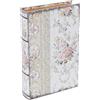 DRW Scatola libro in legno dm con scatola di portate in metallo bianco e rosa 26x17x5cm