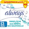 Always Cotton Protection Asciugamani Igienici, Taglia 3, Night, 48 assorbenti con ali, Flusso Abbondante Notte, Formato Eco, Velo 100% Cotone Bio, Senza Profumo, Confezione di carta