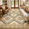 DEFYNEE Tappeto soggiorno 150x210 cm, lavabile a pelo corto, antiscivolo, stile vintage e boho, facile da pulire