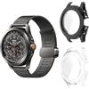 Aerku Custodia Compatibile per Xiaomi Watch S4 Sport, [Con Vetro Temperato] 9H HD Anti-Graffio Custodia Protettiva Telaio Rigida PC Cover Protezione - Trasparente&Nero