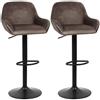 Vendeur pro Set di 2 sgabelli da bar imbottiti in velluto, base in metallo, sgabelli da bar, cucina regolabili in altezza, girevoli, 2 pezzi, colore: marrone
