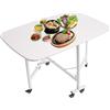 MINRS Tavolo da pranzo pieghevole con ruote, in legno, per studio, camera da letto, casa (bianco, 120 x 80 x 75 cm)