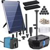 Biling Filtro solare per laghetto con pompa, 605 l/h, pompa solare con tubo, 4 ugelli da 5 m, cavo fai da te, fontana solare per laghetti esterni, serbatoio di pesce, cascata, soluzione pulita per
