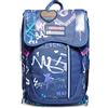 Seven Zaino Scuola Seven Estensibile - Rock on Girl Ragazza - Azzurro - Doppio scomparto con cuore LED - Tasca porta borraccia