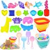 YORFULL 24 Pezzi Giochi Spiaggia Bambini, Sabbiera per Bambini con 2 Secchi Pieghevoli Portatili, 4 Pale di Sabbia, 14 Stampi per Sabbia, Giocattoli Spiaggia Viaggio per Bambini di 1, 2, 3, 4 e 5 Anni