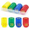 MINISOISO Set da Poker Chips Poker in plastica, 80 fiches con Stampa, Gettoni di Gioco, Gettoni del Casinò, Gettoni di Bingo, Set di Fiches Poker con Scatola per Contare Matematica Apprendimento