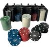 Fair Shop 200 Fiches da Poker Numerate Soldi Euro Box da Gioco Texas Holdem Confezione in Latta con Tappeto 2 Mazzi di Carte e 3 Gettoni Fair