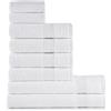 nottoc Set Asciugamani Bagno Bianchi, Hotel, 100% Cotone, 2 Telo Doccia 70x140cm + 4 Asciugamani 50x90cm + 2 Asciugamani Ospiti 30x50cm, Asciugamani Bagno Viso e Bidet, Morbidi, Assorbenti Bianco
