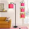 Depuley Lampada da terra moderna per soggiorno, 3 temperature di colore, lampada ad arco, camera da letto, con interruttore a pedale E27, design paralume in tessuto, 156 cm, per studio, camera da