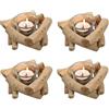 Sziqiqi 4 Pezzi Portacandele in Legno con Vetro, Rustico Candelabro Candeliere per Matrimonio Agriturismo Centrotavola Soggiorno Tavolino Casa Decorazioni
