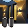 AGOTD Lampada da Parete Solare Regolabile, Up & Down Light LED, 3 Modalità, Impermeabile, 2 Pezzi, 15.8 x 7 x 4.5 cm, Bianco Caldo e Neutro, per Esterni, Giardino, Balcone, Recinzione