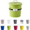 Jinfa Piccolo bidone spazzatura in metallo con coperchio pattumiera vintage contenitore metallo per umido cestino porta rifiuti organici per cucina bidoncino bagno verde 7 litri