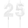 DTXLX Candele per il 25° compleanno, candele bianche con numero decorazione di compleanno, decorazione per torta di buon compleanno, per feste di compleanno, matrimoni, anniversari aziendali
