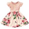 Generico Gonne Scozzese con Fiocco alla con Stampa per Bambini Abito Damigella Rosso (Pink, 3-4 Years)