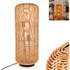 hofstein Lampada a stelo in legno di Mulstrand, moderna lampada da terra in metallo/rattan, colore nero/naturale, con paralume effetto reticolato, interruttore on/off sul cavo e effetto luce, 3 lampadine E27