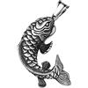 HIJONES Uomo Acciaio Inossidabile Koi Pesce Ciondolo Collana Carpa Cinese Amuleto Ciondolo Fortunato Solo Ciondolo Argento